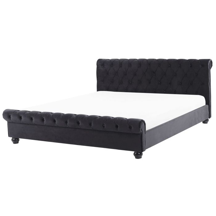 Velvet EU Super King Size Bed Black AVALLON