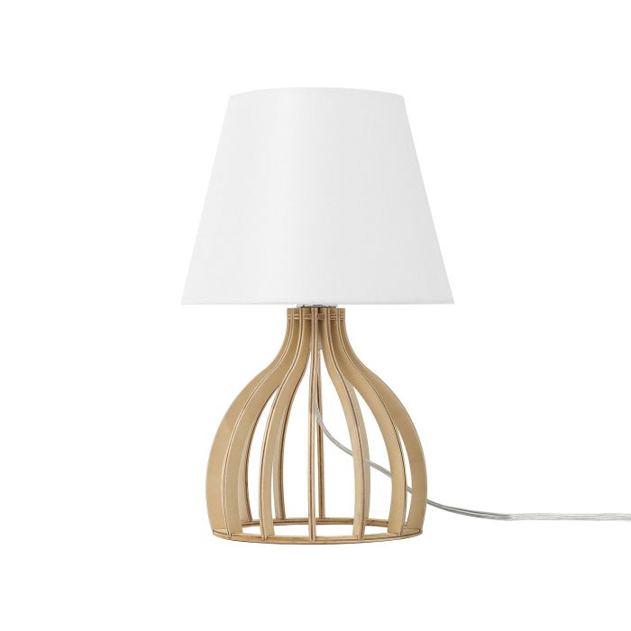 Wooden Table Lamp Light Wood and White AGUEDA