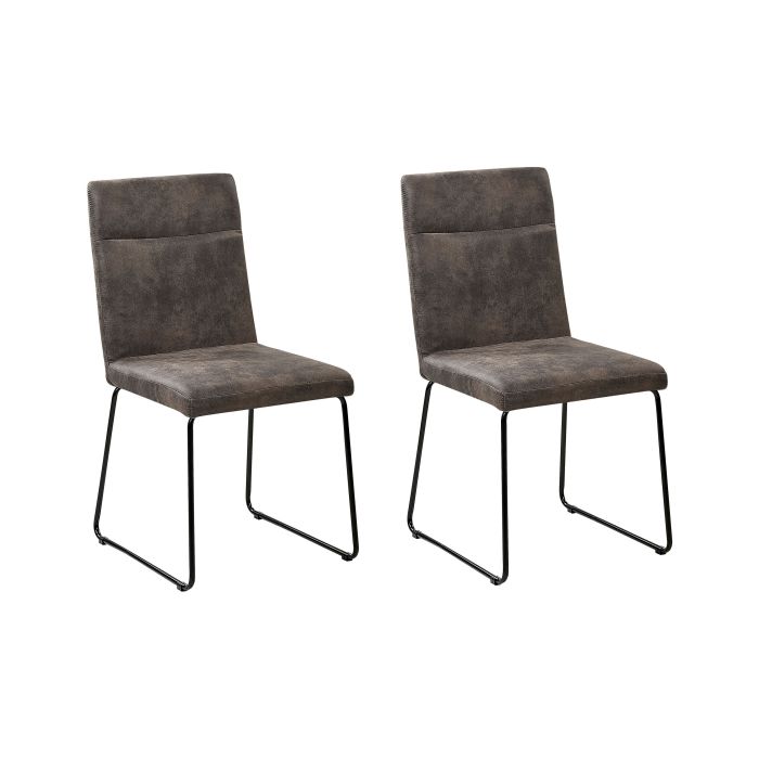 Set of 2 Fabric Dining Chairs Grey NEVADA