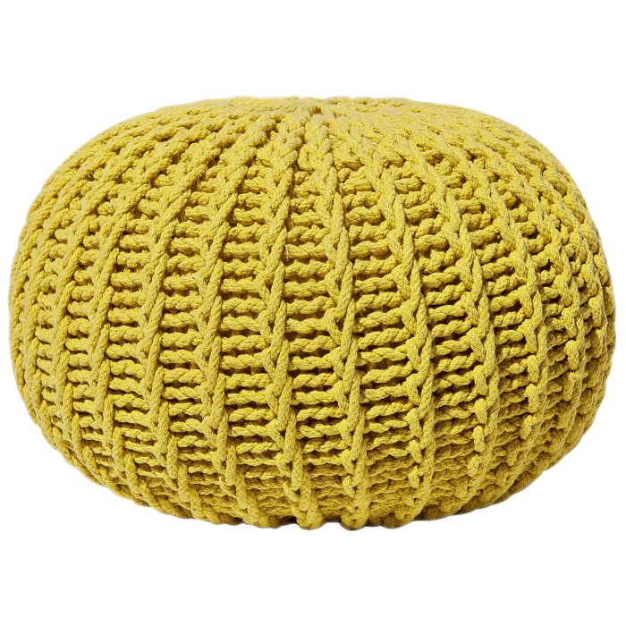 Cotton Knitted Pouffe 50 x 35 cm Yellow CONRAD II