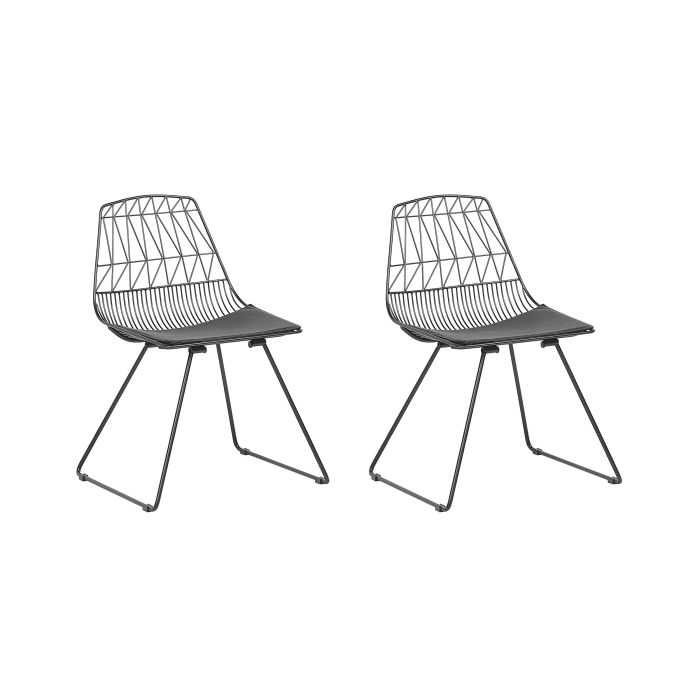 Set of 2 Metal Accent Chairs Black HARLAN