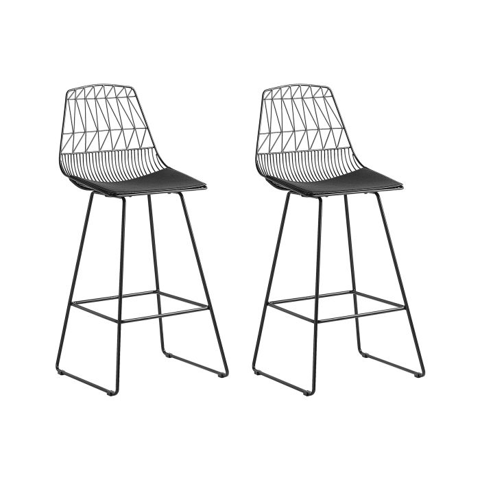 Set of 2 Metal Bar Chairs Black PRESTON