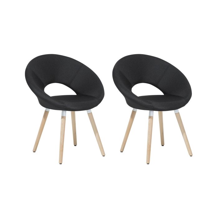 Set of 2 Fabric Dining Chairs Black ROSLYN