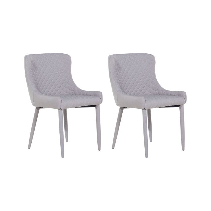 Set of 2 Fabric Dining Chairs Light Grey SOLANO