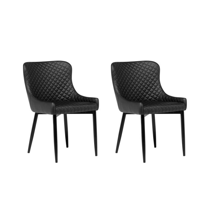Set of 2 Dining Chairs Faux Leather Black SOLANO