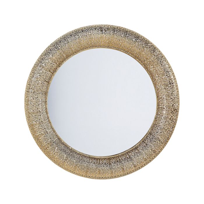 Round Metal Wall Mirror 80cm Gold