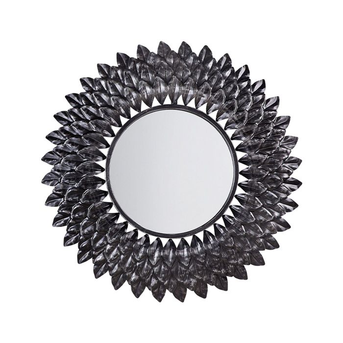 Metal Sunburst Wall Mirror 70cm Silver