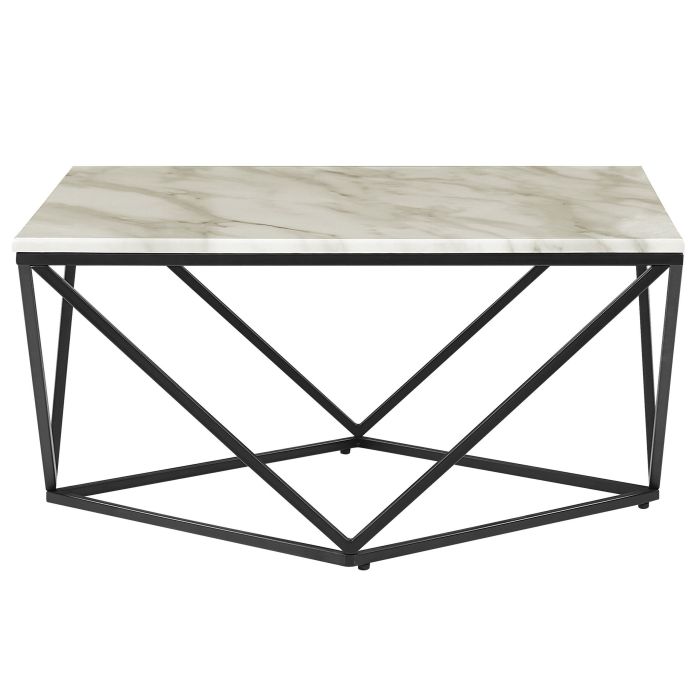 Marble Effect Coffee Table Beige and Black MALIBU