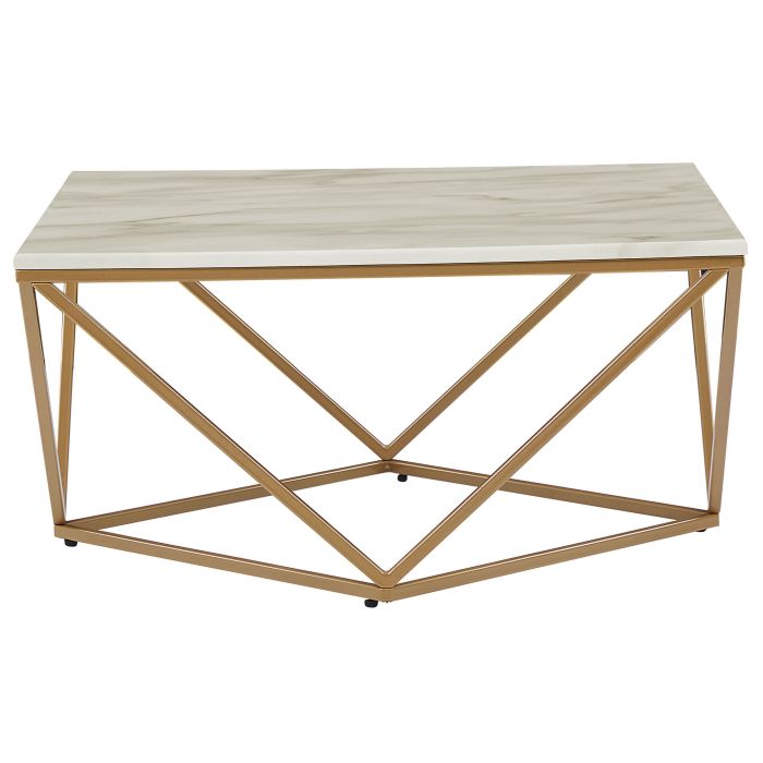 Marble Effect Coffee Table Beige and Gold MALIBU