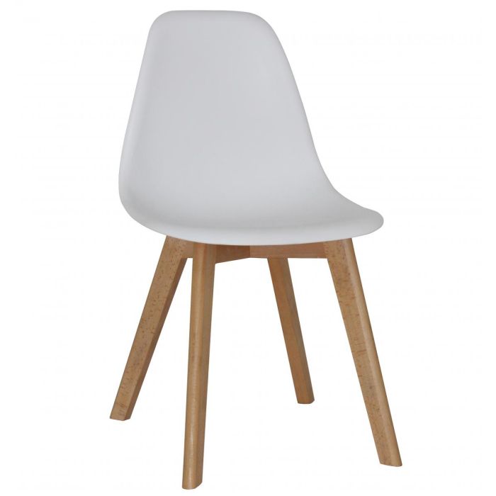 Lynton Plastic DIning Set of 4 Chairs with Solid Beech Legs - White
