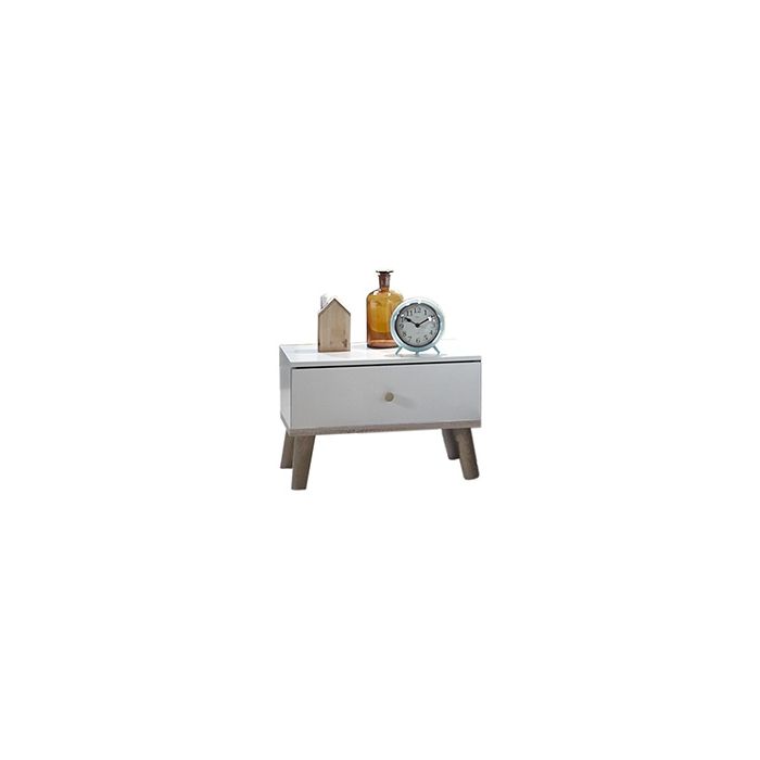 Berten 1 Drawer Bedside Chest - White and Oak