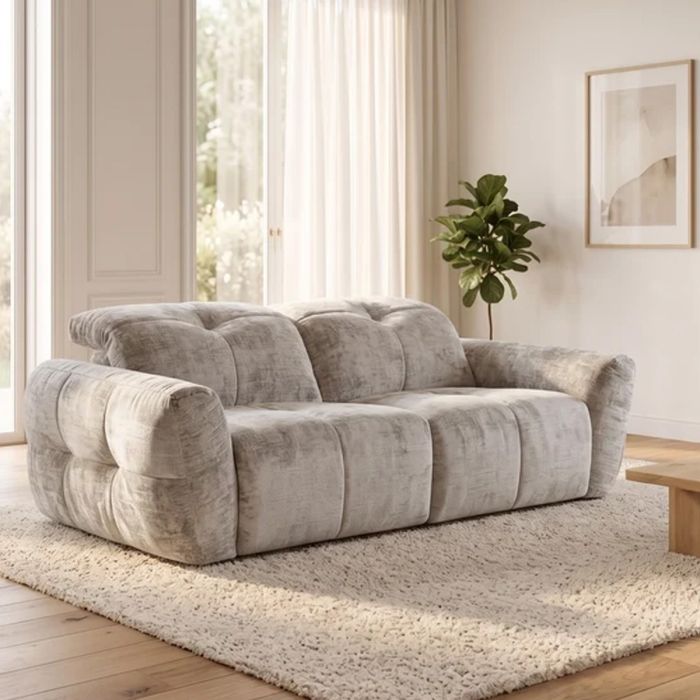 BRENT Fabric 2 Seater Sofa - Beige