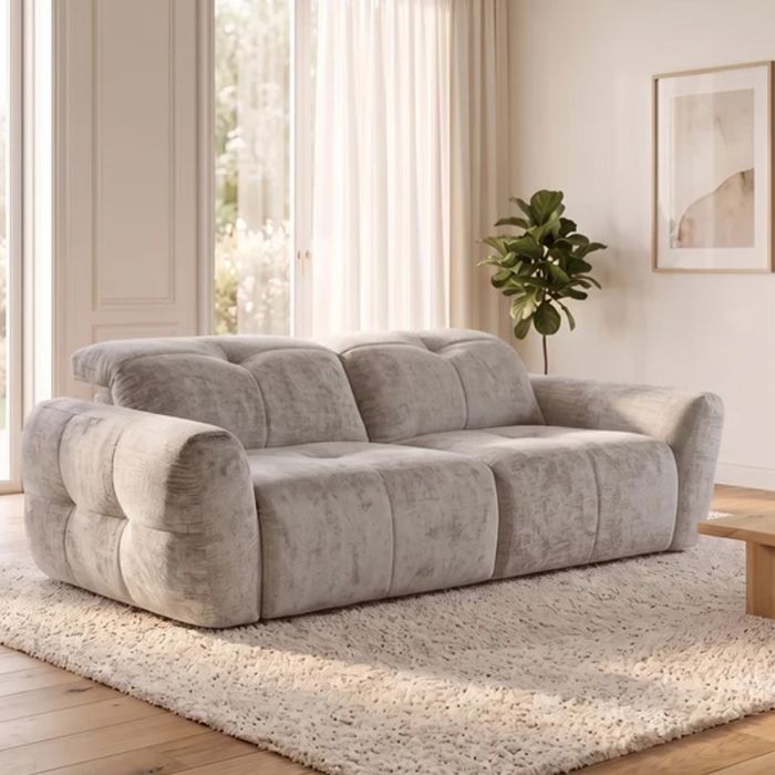 BRENT Fabric 3 Seater Sofa - Beige