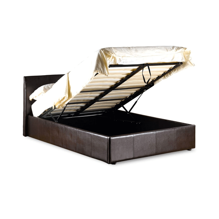 Luxury Redefined Purbeck Leather Effect High Headboard Ottoman Storage Bed Brown - 4ft Small Double