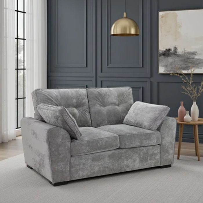 Brugger Solid Wood Tufted Design 2 Seater Sofa - Grey