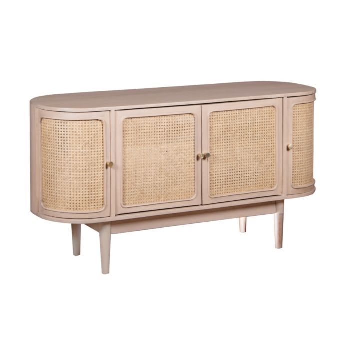 Roberts Cane & Mango Wood 4 Doors Sideboard