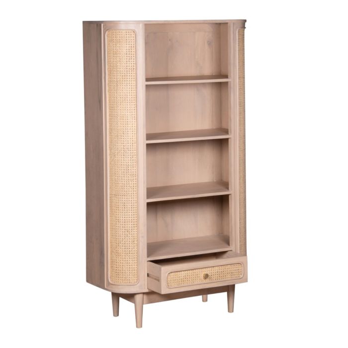 Roberts Cane & Mango Wood Bookcase with Drawer