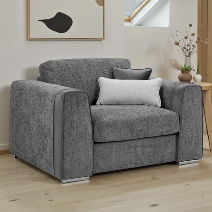 CANTRELL Chenille Fabric Armchair - Grey