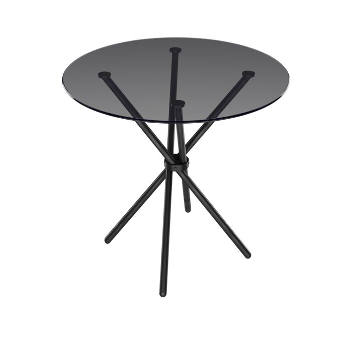 CASORA Round Dining Table with Black Legs - Smoked