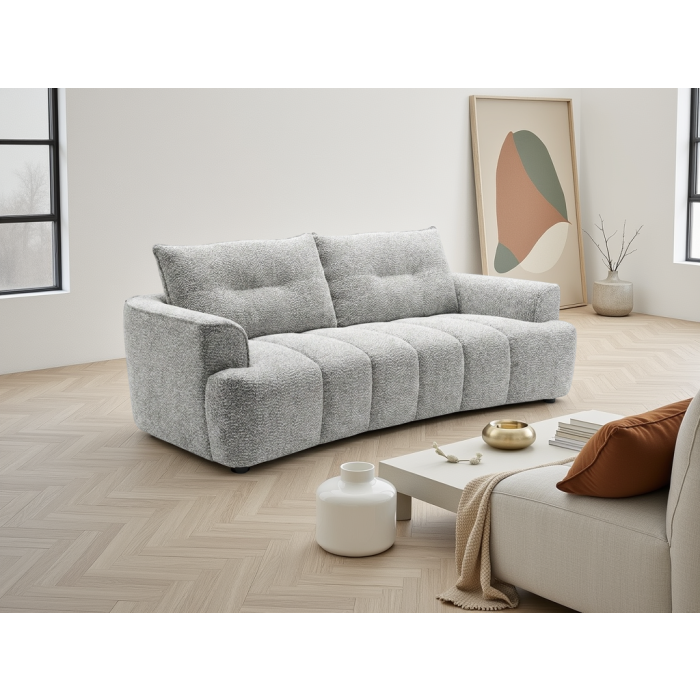 CALVORA Fabric 3 Seater Sofa - Grey