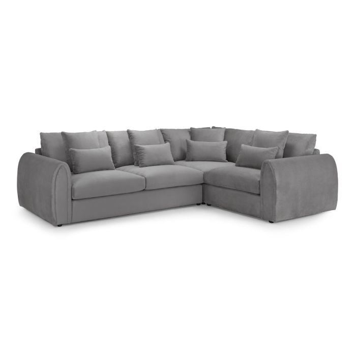 Corner Sofa - ANDREW Velvet Right Hand Corner Sofa Grey 305cm