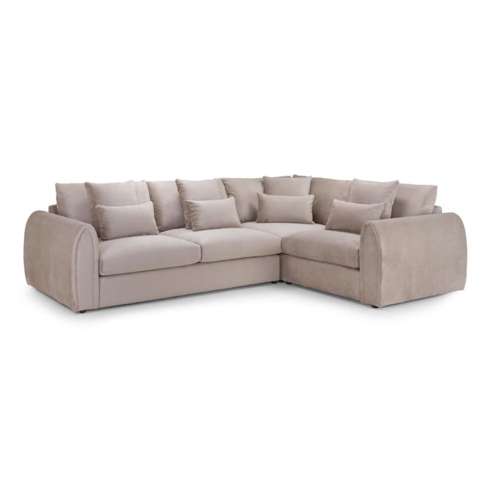 Corner Sofa - ANDREW Velvet Right Hand Corner Sofa Mocha 305cm