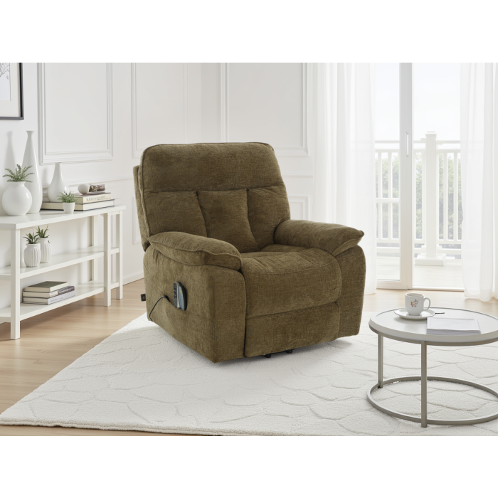 GAVENTO Fabric Rise and Recliner Electric Massage Chair - Brown
