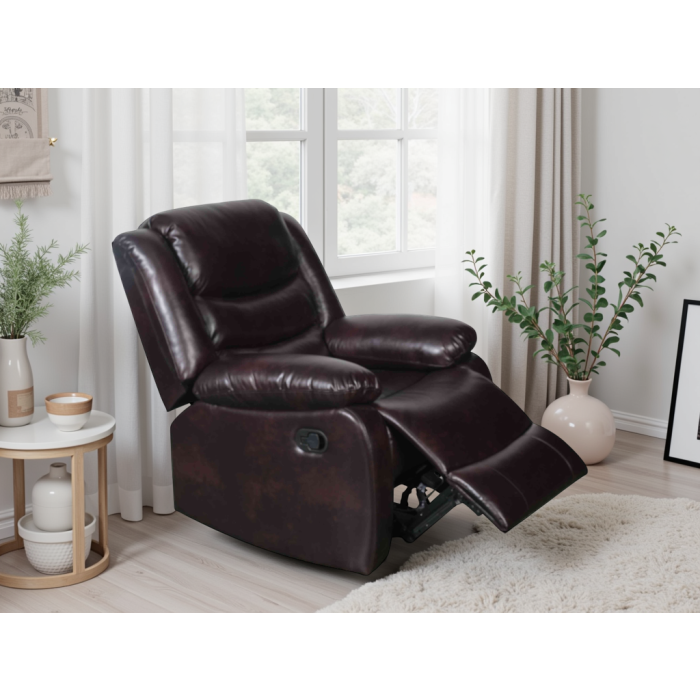 ASHBYNE Faux Leather Armchair - Brown