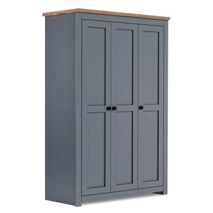 MILANA 3 Door Wardrobe Grey - 119cm