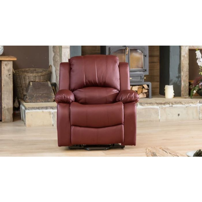 Armchair - THERMAVEL Leather Riser Recliner with Electric Lift Assist Heated Massage Chair - Burgundy