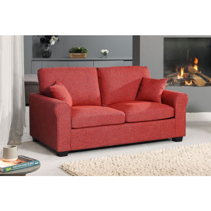 NOCERA Textured Fabric 2 Seater Sofa Bed - Red