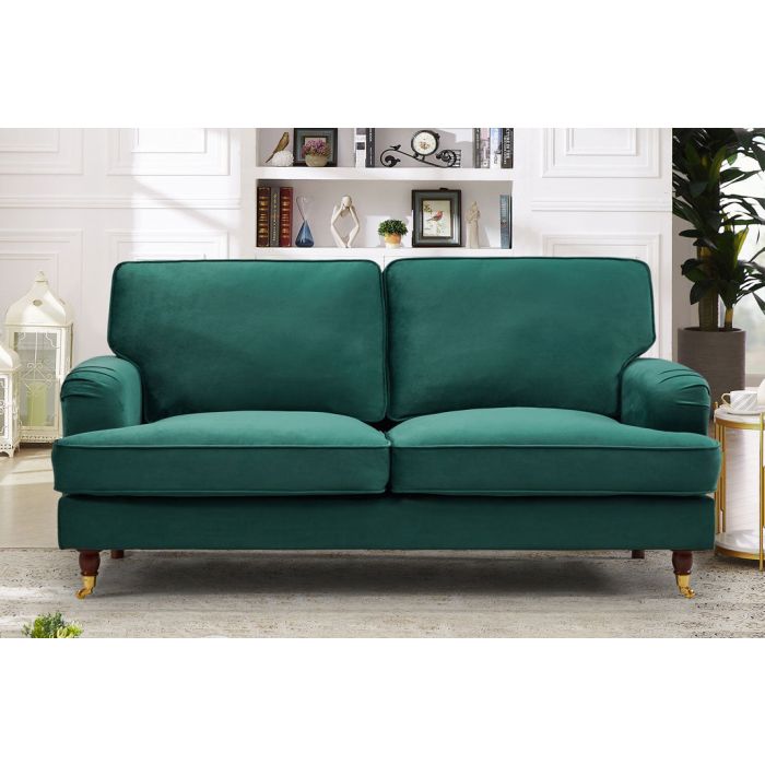 VELARO Velvet 2 Seater Sofa - Green