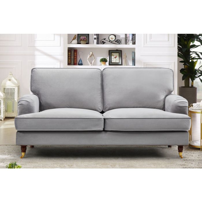 VELARO Velvet 2 Seater Sofa - Grey
