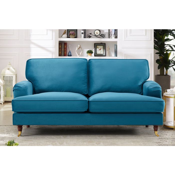 VELARO Velvet 2 Seater Sofa - Teal