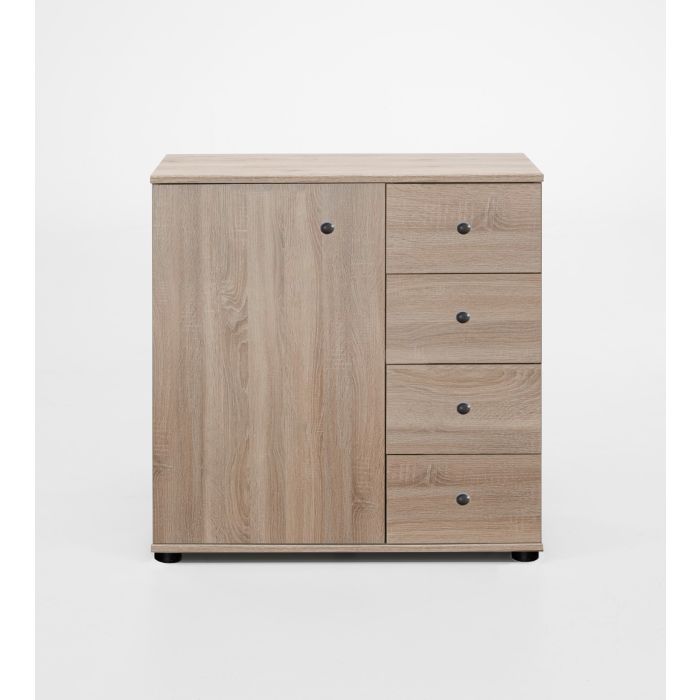 Oak Finish Chest of Drawers - CROYDON Medium Chest 4 Drawers