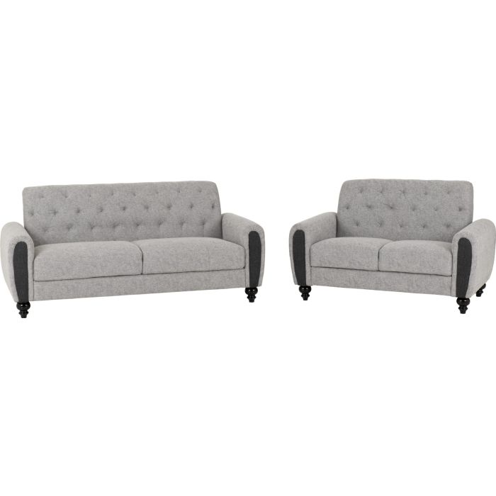 Chester 3+2 Suite - Light Grey Fabric
