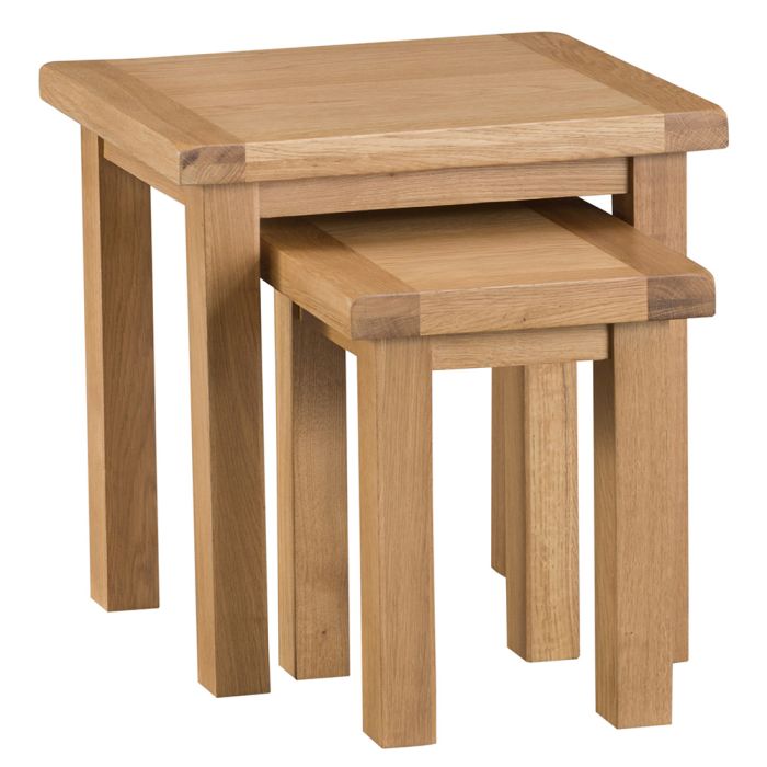Classic Nest Of 2 Tables - Medium Oak Finish