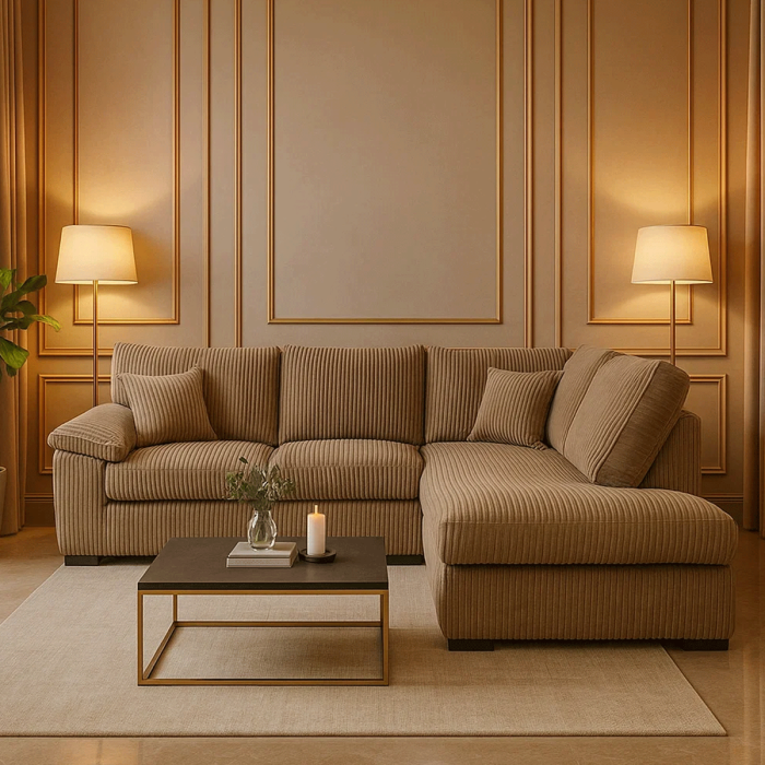 Corner Sofa - CORDURA Full Back Jumbo Cord Right Hand Beige