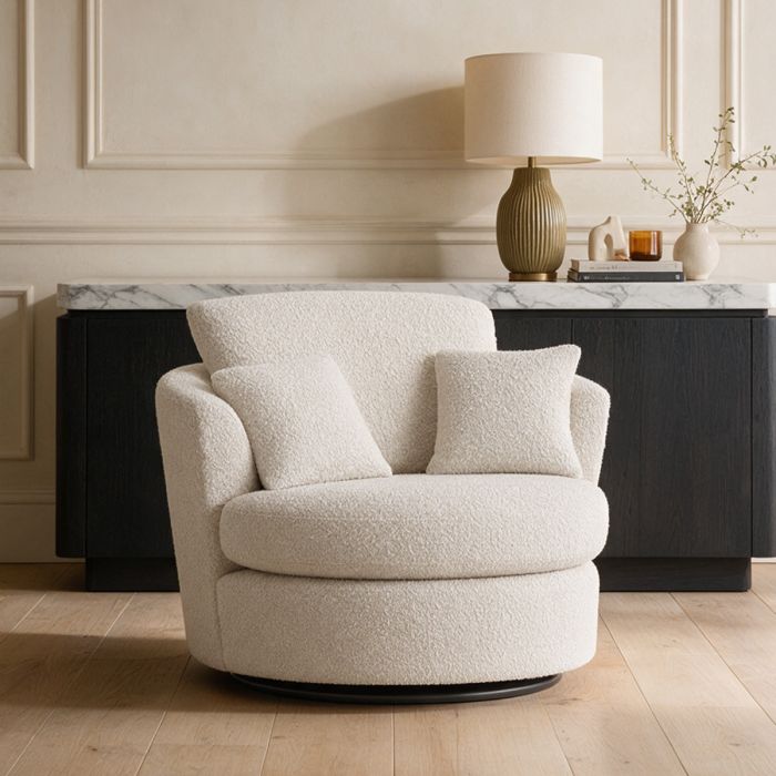 CORDURA Boucle Fabric Swivel Chair - White