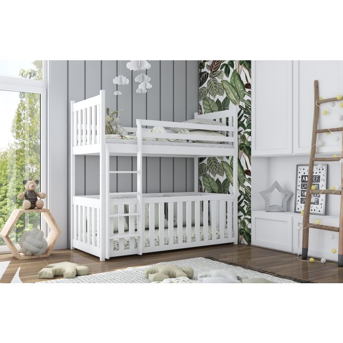 Kristofer Wooden Bunk Bed with Cot Bed - White