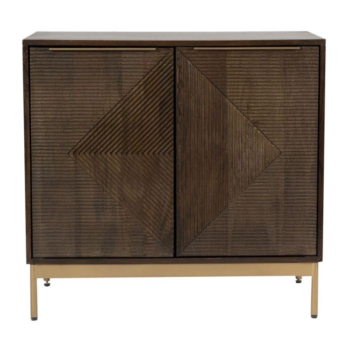 Cristina Grooved Design 2 Doors Small Sideboard - Mango Dark Finish