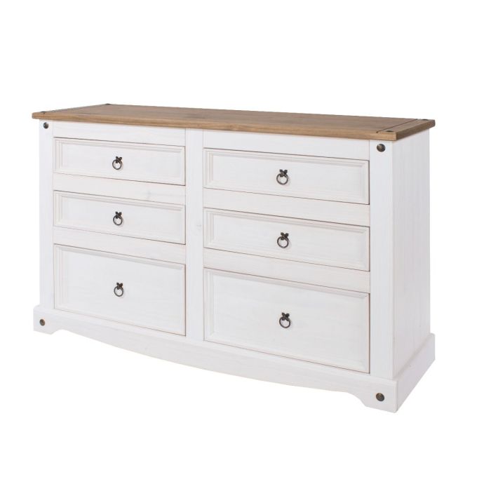 White Chest of Drawers - COBURG Large Chest 6 Drawers
