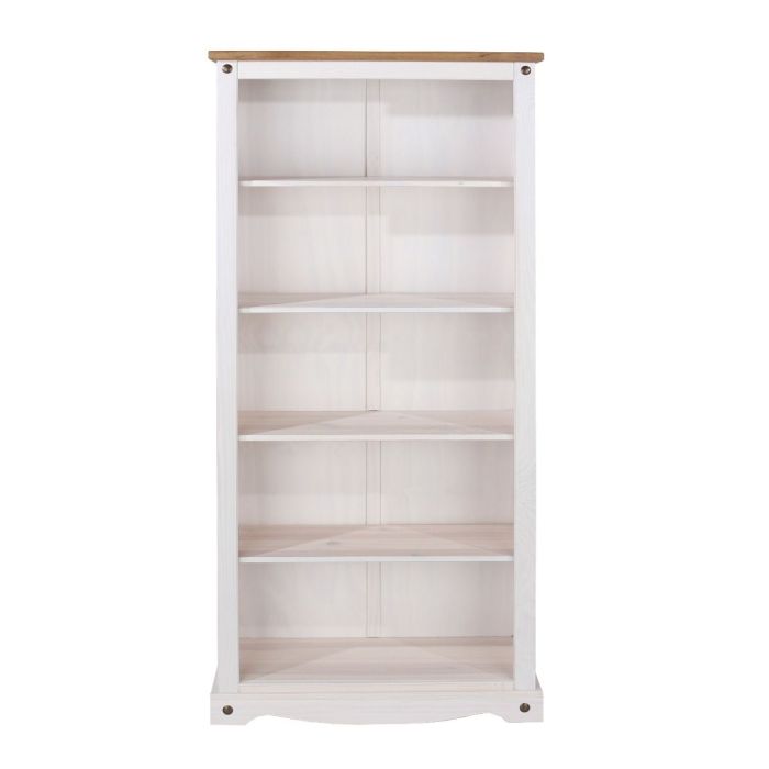 Corona Tall 5-Tier Open Bookcase - White