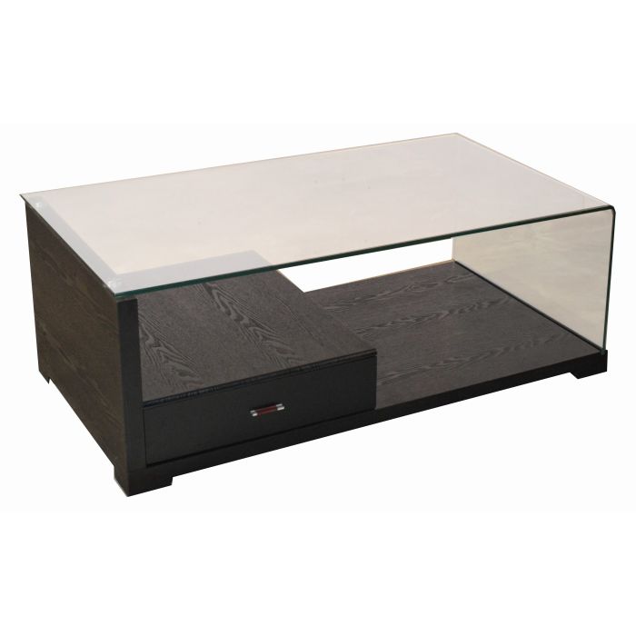 Milano Black 1-Drawer Glass Coffee Table