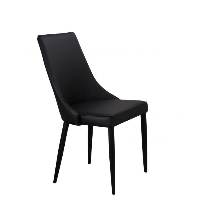 Selkirk Leather Effect Set of 4 Dining Chairs with Metal Legs - Black