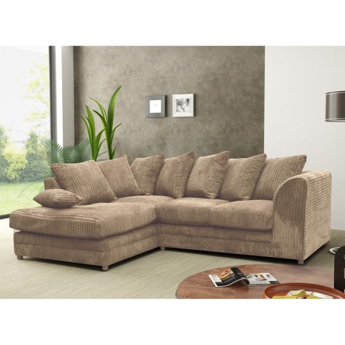 DESMOND Jumbo Cord 4 Seater L Shaped - Left Hand Facing Corner Sofa - Mink