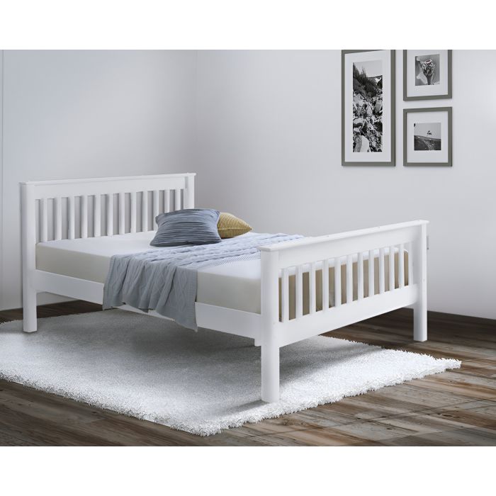 Double Bed - SEVON 4ft6 Wooden Bed White
