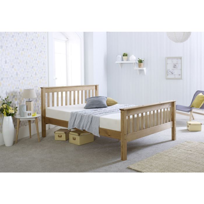 Double Bed - FUSERSET 4ft6 Wooden Bed Oak Finish