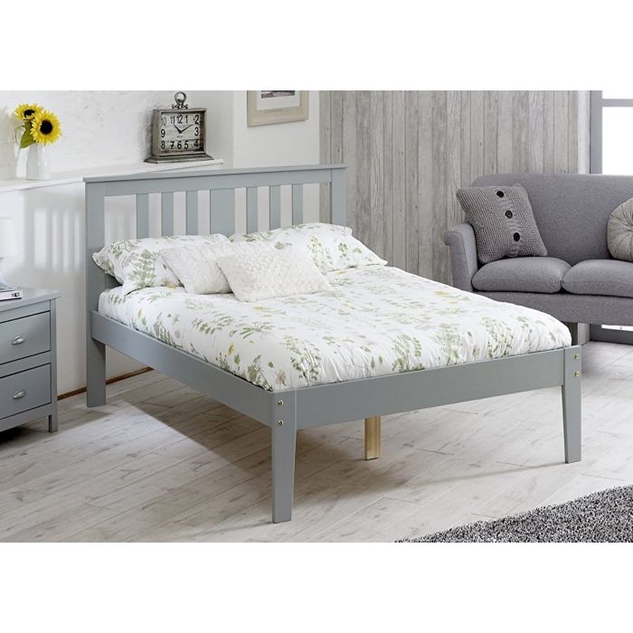 Small Double Bed - FARSTON 4ft Wooden Bed Grey