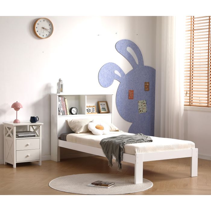 Single Bed - PESTON 3ft Wooden Bed White